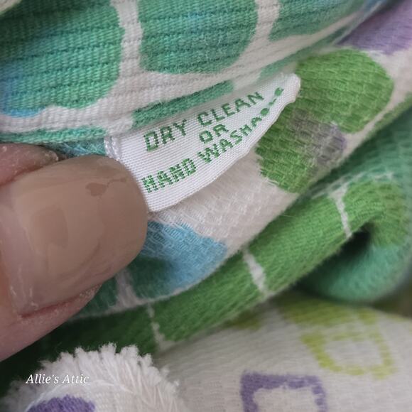 70s Vtg Button Short Sleeve Polyester Geometric Green Purple Dagger Collar Shirt - Picture 7 of 8